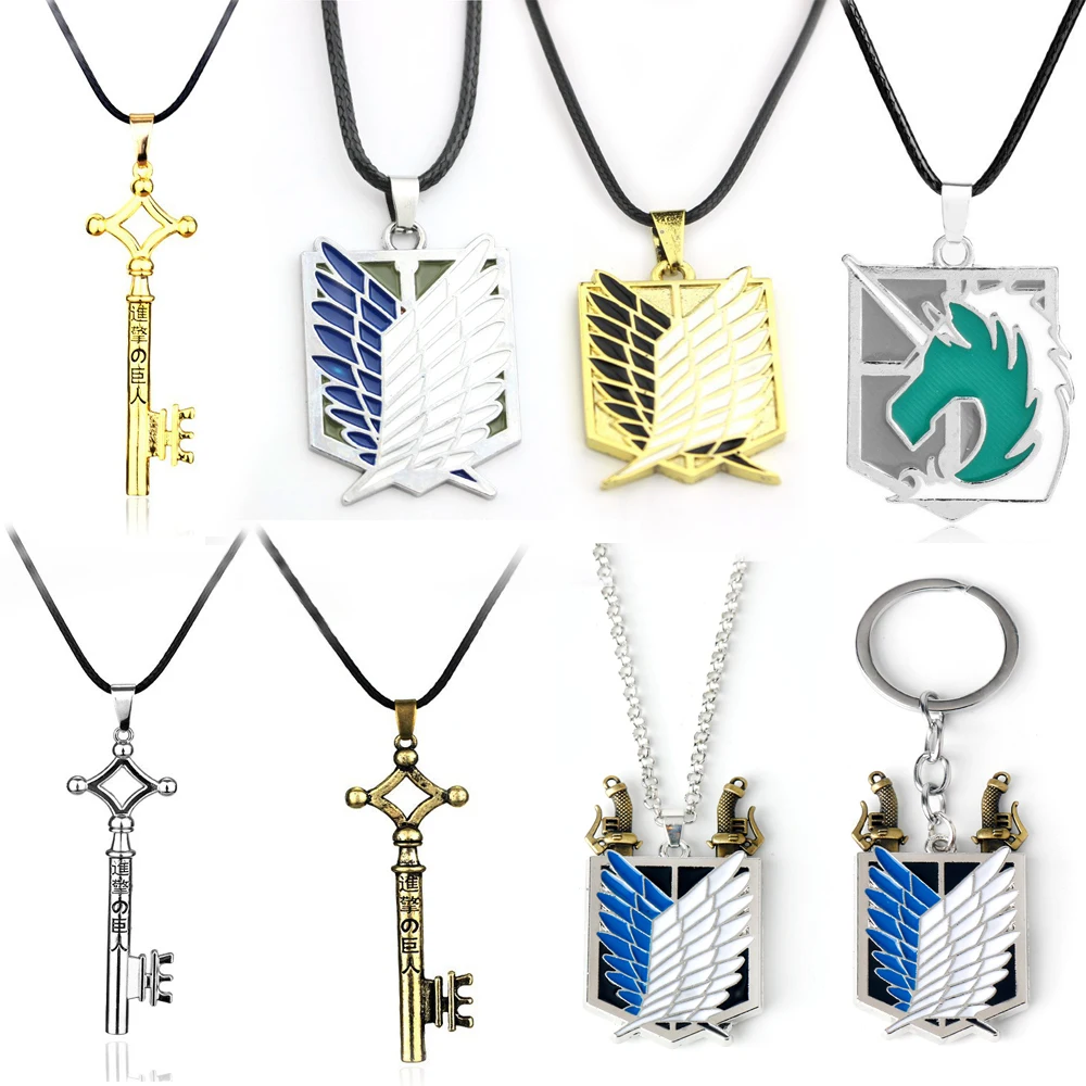 Anime Attack On Titan Necklace Shingeki no Kyojin Scouting Legion Emblem Pendant Fashion Vintage Cosplay Jewelry For Men Gifts
