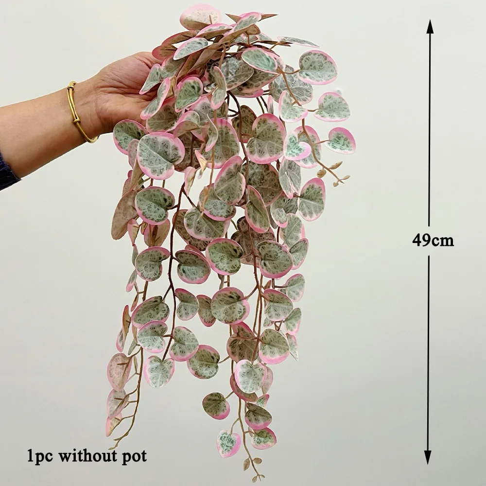 49 سنتيمتر النباتات الاصطناعية فاينز وهمية معلقة أوراق الأوكالبتوس البلاستيك أوراق الشجر الجدار الشنق الروطان ل ديكور حديقة المنزل الزفاف