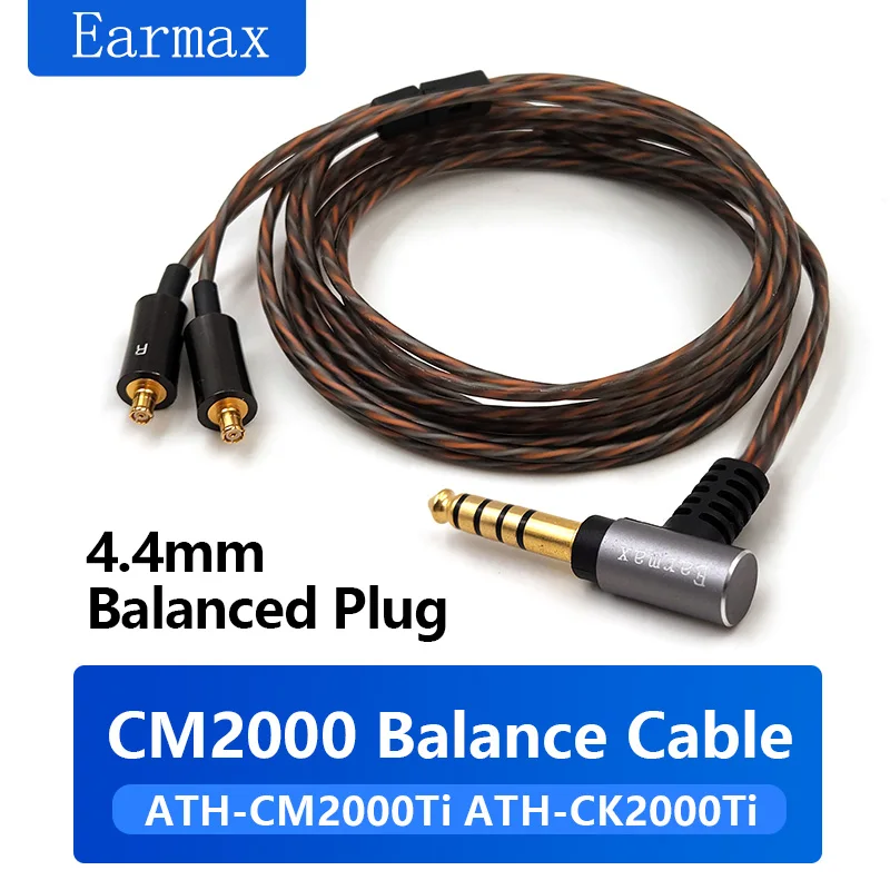For Audio-technica ATH-CM2000TI CK2000ti Replaceable Earphones 2.5mm 4.4mm Balanced Silver Plated Cable