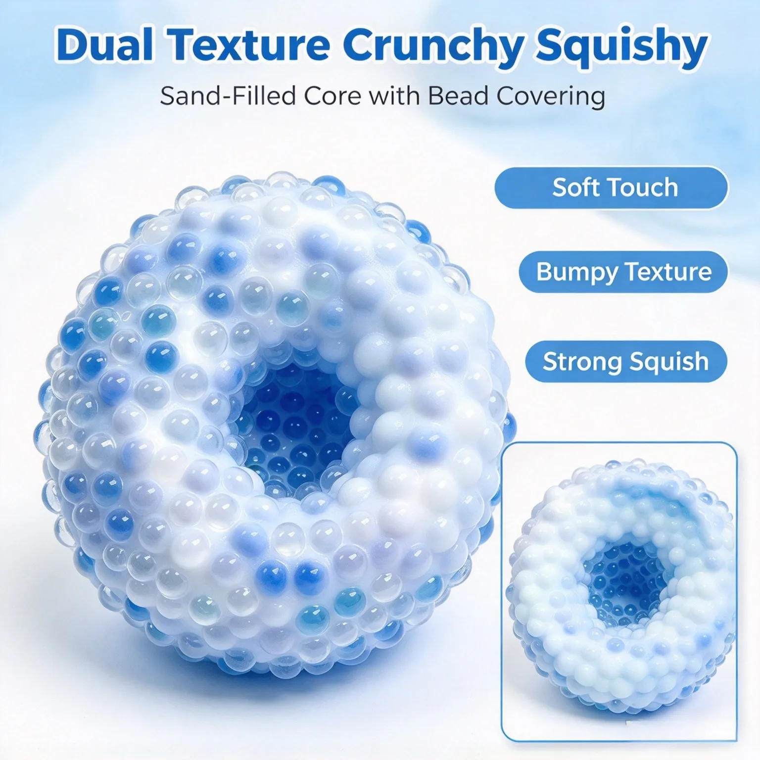 Crunchy Squishies Stress Ball Squishy Sand Filled Crunchy Stress Relief Ball Dual Texture Squeeze Sensory Squishies Present Toy