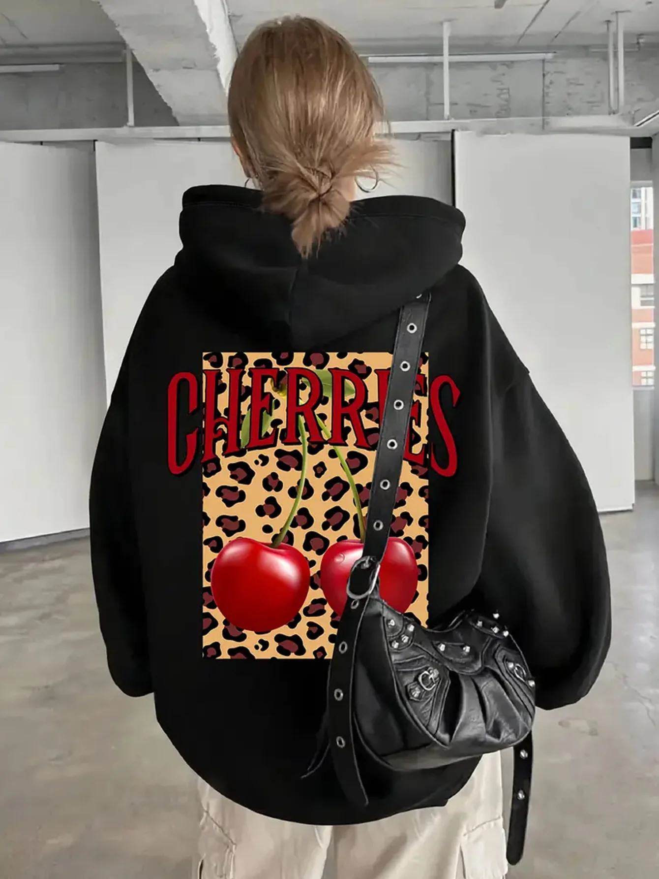 

Cherry Graphic Printing Autumn and Winter Pure Cotton Men's and Women's Hoodies Casual Outdoor Street Sports Training Brand