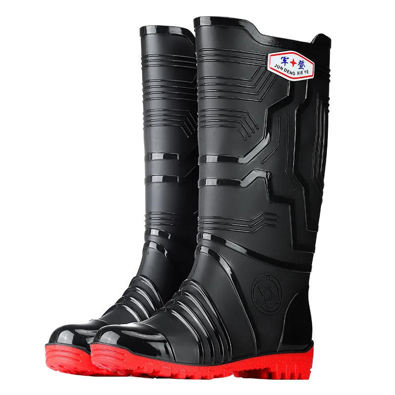 Rainy Motorcycle Waterproof Knight Rain Boots Wearing High Barrel Plush Warm Rain Shoes Water Boots Plush Beat One Size Up