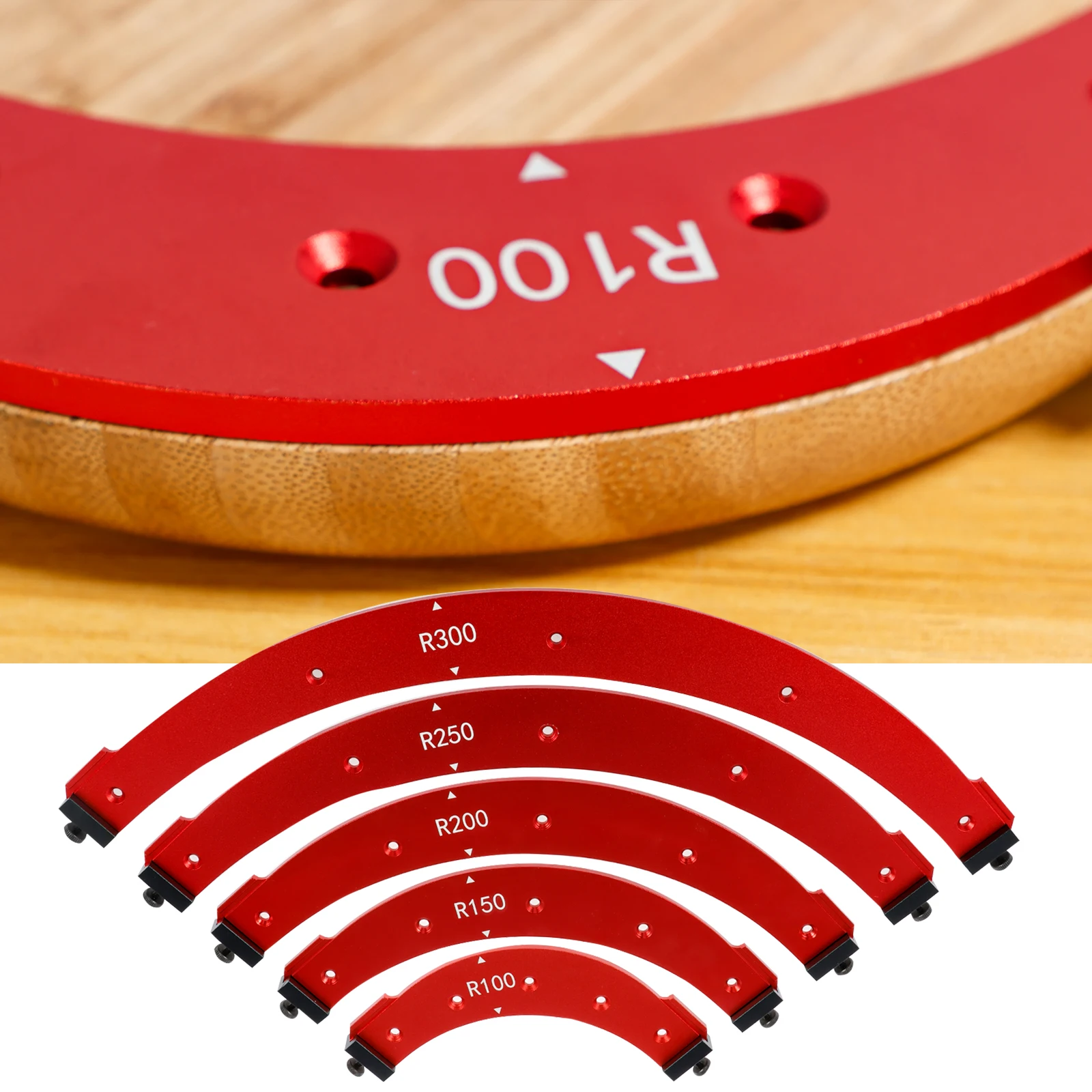 1/5Pcs Round Corner Radius Template AluminumAlloy Corner Radius Positioning Jig Position Auxiliary Tool R100/R150/R200/R250/R300