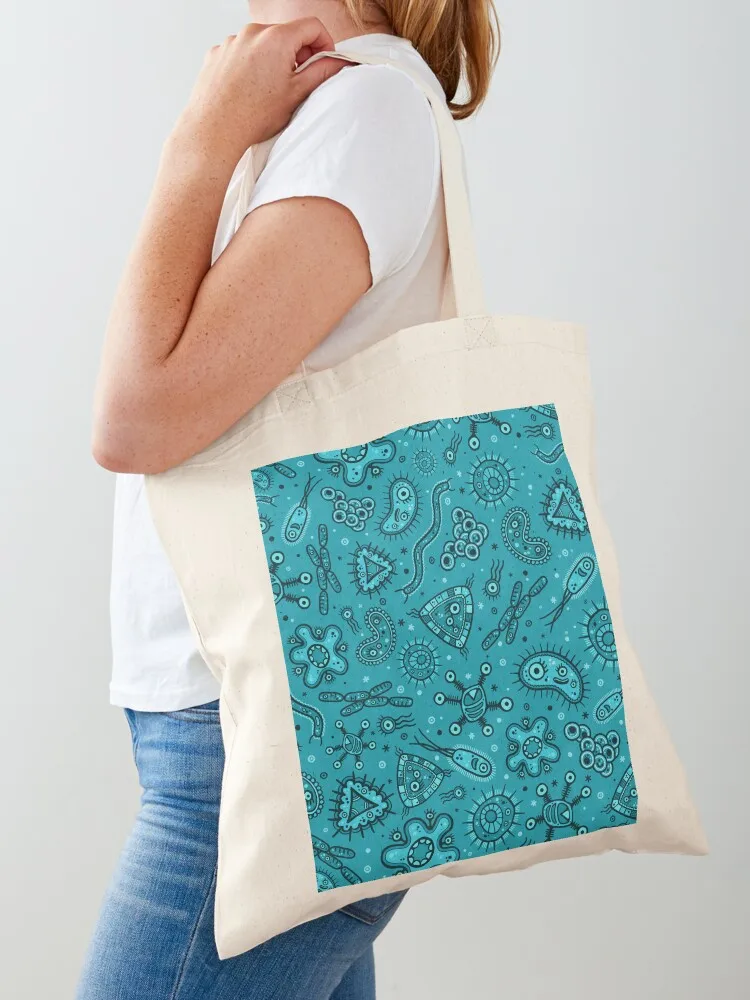 

Cartoon Microbes - Teal Tote Bag great bag female bag Fabric Women's shopper