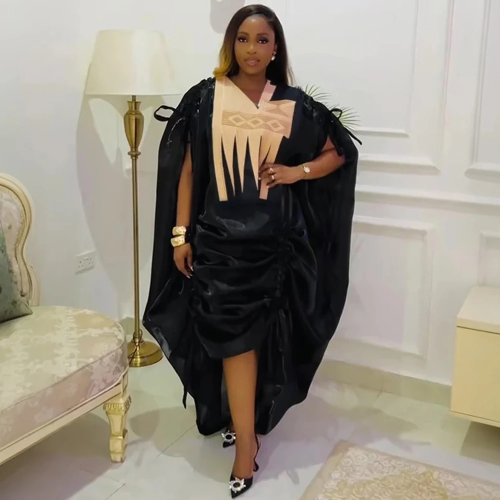 여성을위한 전통적인 아프리카 드레스 Dashiki 자수 맥시 가운 플러스 사이즈 Boubou 2 PCS 세트 의류 웨딩 파티 이브닝 ​​가운