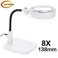 Large Reading Magnifier Light 8X Led Desktop Magnifier Lamp Portable Magnifying Glass With Led Light Repair Book Reading Loupe