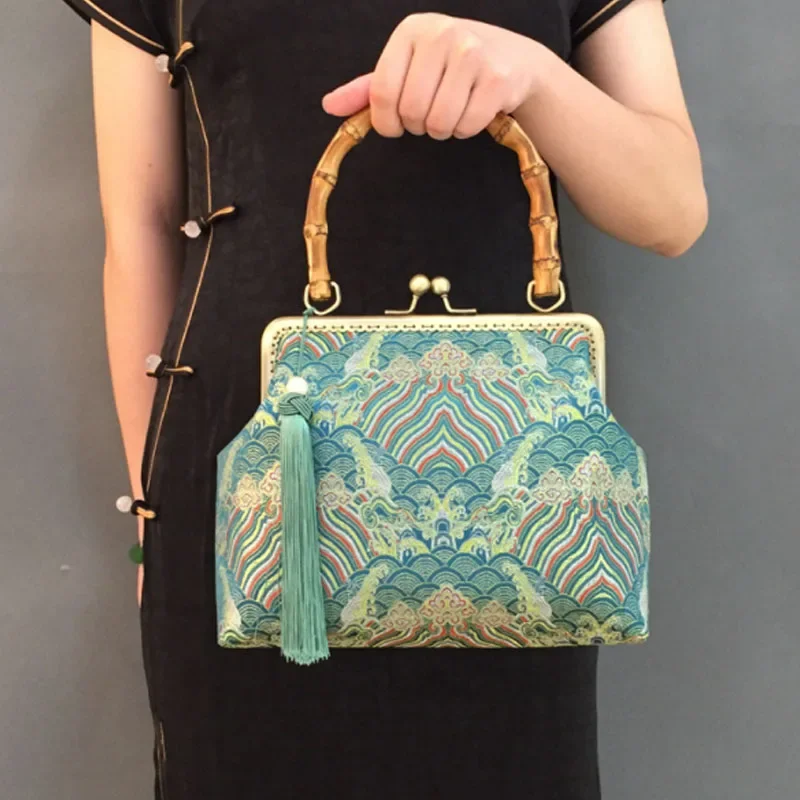 

Fashion Luxury Silk Bag Women Handbag Embroidery Chinese Cheongsam Female Cosplay Bags Clutch Bamboo Purse