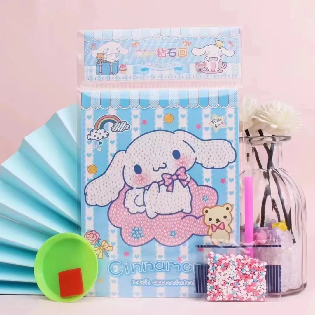 Sanrio Diamond Painting with Frame Children Cartoon Cinnamoroll Handmade Dotted Diamond Crystal Painting Diy Girl Toy Gift