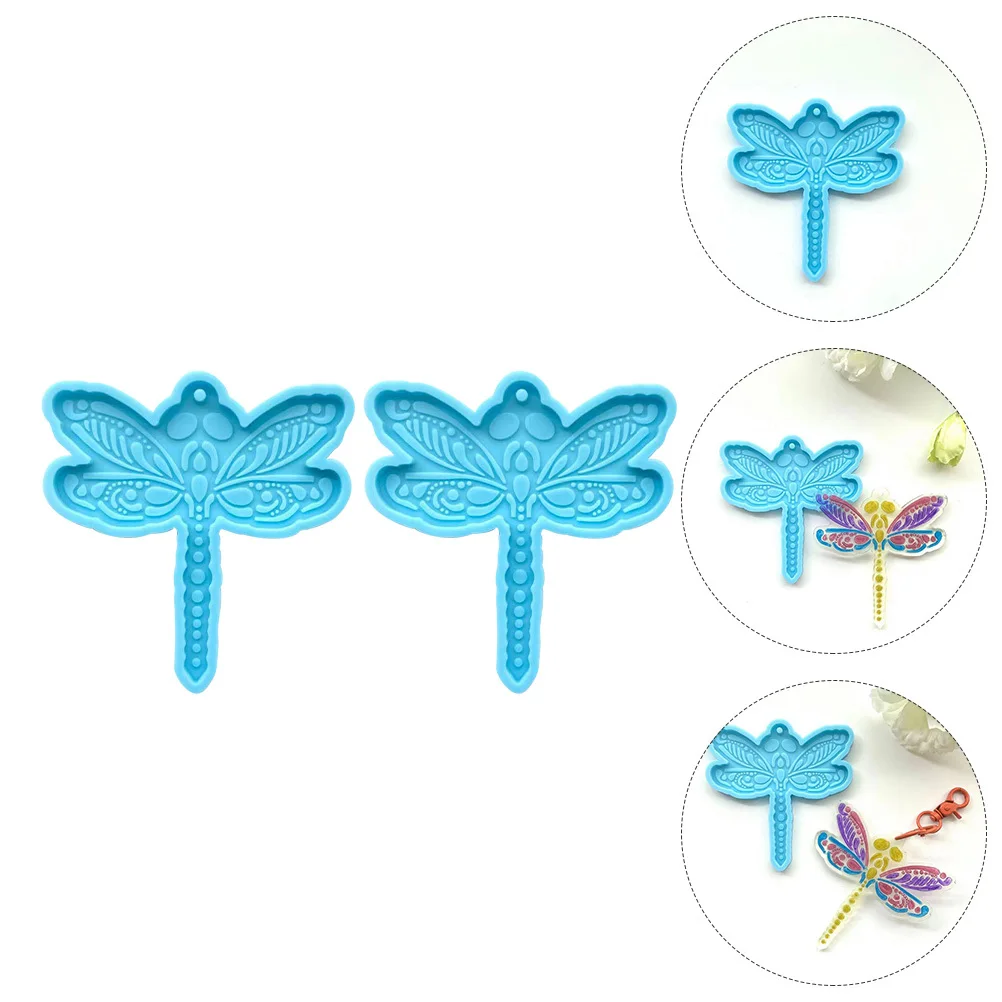 

2Pcs DIY Silicone Key Pendant Molds Flexible Dragonfly Shape Keychain Craft Molds Epoxy Resin Casting Key Hanging Accessories