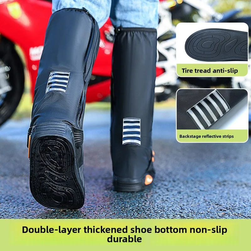 Men Women High‑Top Waterproof Overshoes, Thick Non‑Slip Wear‑Resistant Sand‑Snow Proof Shoe Covers Cycling Outdoor RainyDays
