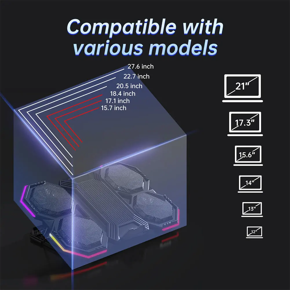 แล็ปท็อปCooler 2 พอร์ตUSB Gamingขาตั้งแล็ปท็อป 6 พัดลมที่เงียบสงบAir Coolerขาตั้งโน้ตบุ๊คสําหรับ 12-21 นิ้วโน้ตบุ๊คสําหรับเล่นเกม