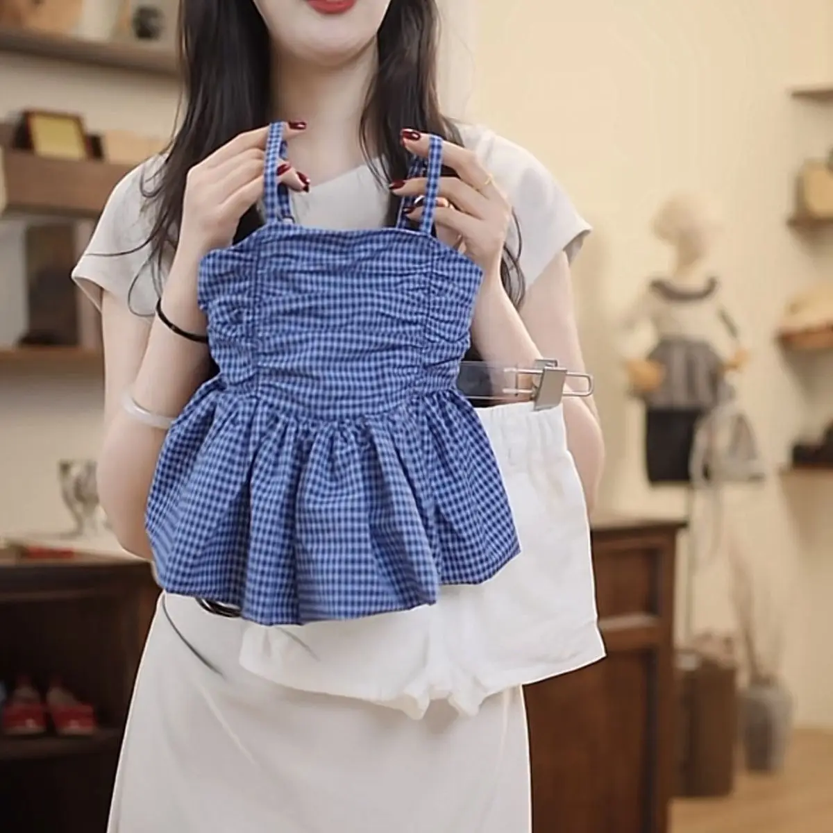 Girls' Strap Set 2026 New Trendy Strap Top Shorts Summer Two Piece Set