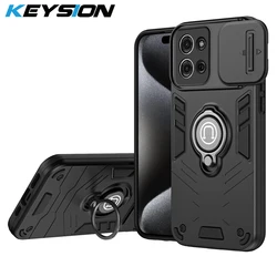 KEYSION Shockproof Case for Motorola MOTO G75 5G Soft Silicone+PC Slide Camera Protection Ring Stand Phone Cover for MOTO G75 5G