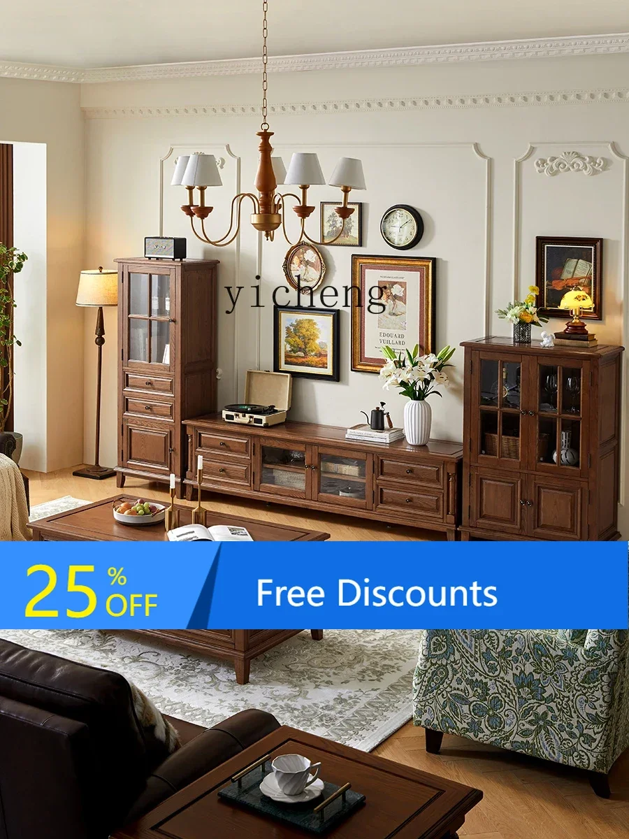 

BB Solid Wood Wine Cabinet Wall Living Room Wine Cabinet Double Door High-End Entry Lux Side Cabinet Storage Rack