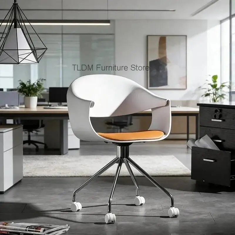 New Modern Cut-Out Backrest Swivel Office Chair with Rolling Casters Ergonomic Desk Chair for Home Office Workspace
