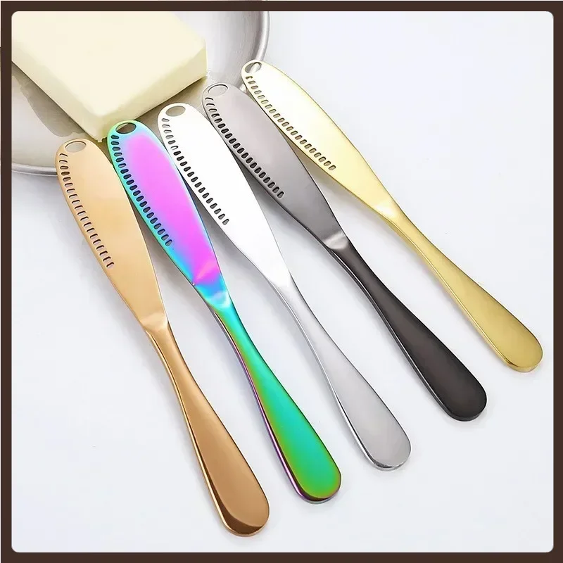 

Butter Knife Holes Cheese Dessert Knife Stainless Steel Jam Knife Cutlery Toast Wipe Cream Bread Cheese Cutter Kitchen Tools