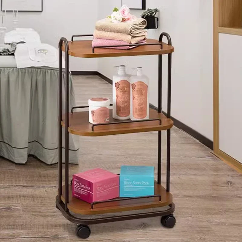 

Service Cart Iron Beauty Salon Decor Furniture Aesthetic Reception Wood Trolley Portable Barber Mini Carrito Movil