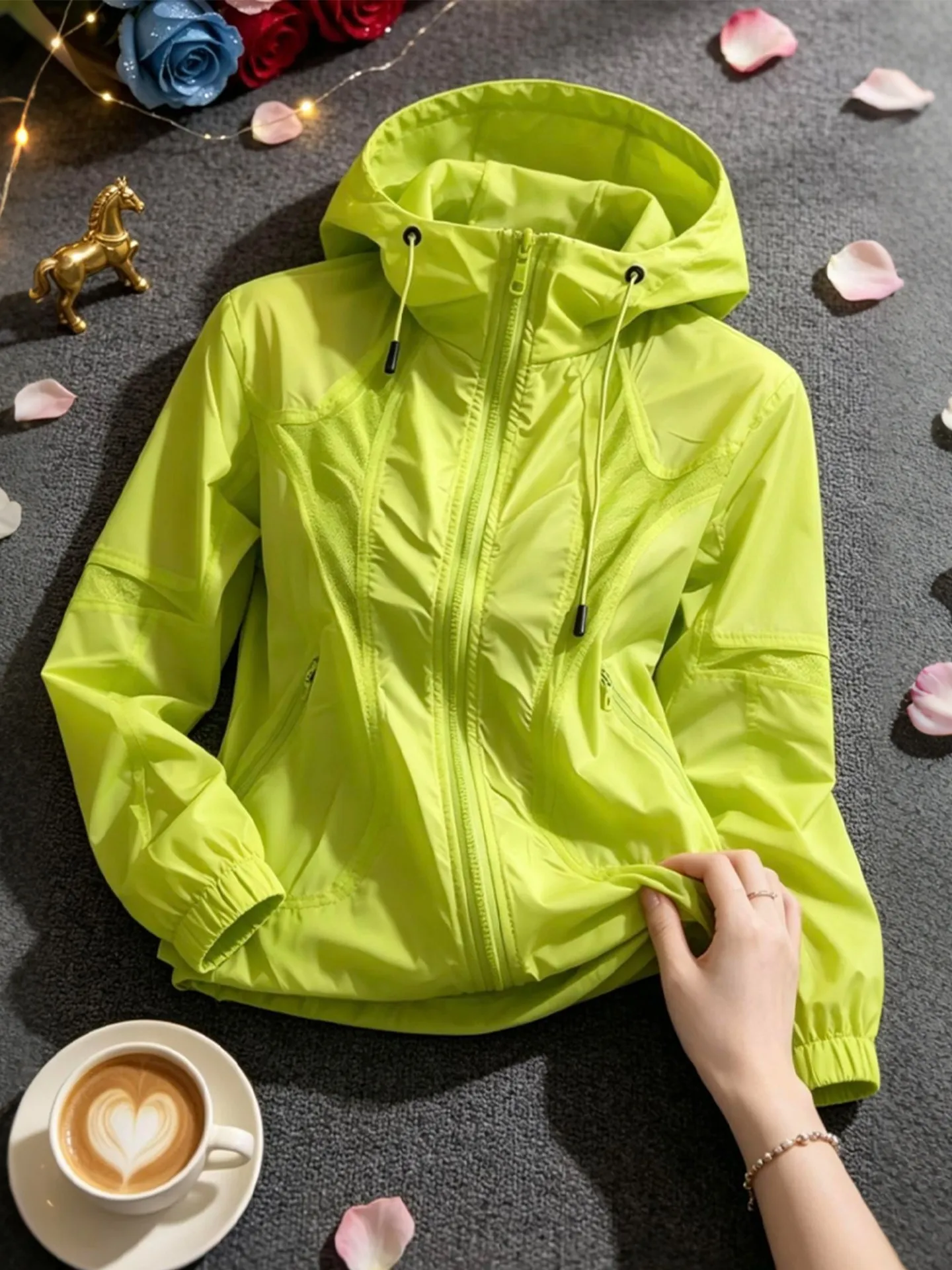 

Women's Summer 2026 New Style Durable Fashionable Loose Fit Zipper Hooded Sun Protection Shirt Breathable Long Sleeve Office ...