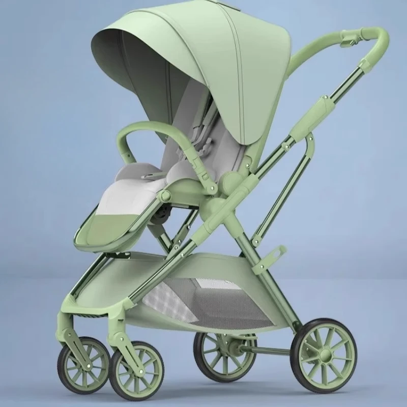 

Reversible High-View Baby Stroller, Convertible Lie-Flat Bassinet, Lightweight Foldable Travel System with Sun Canopy