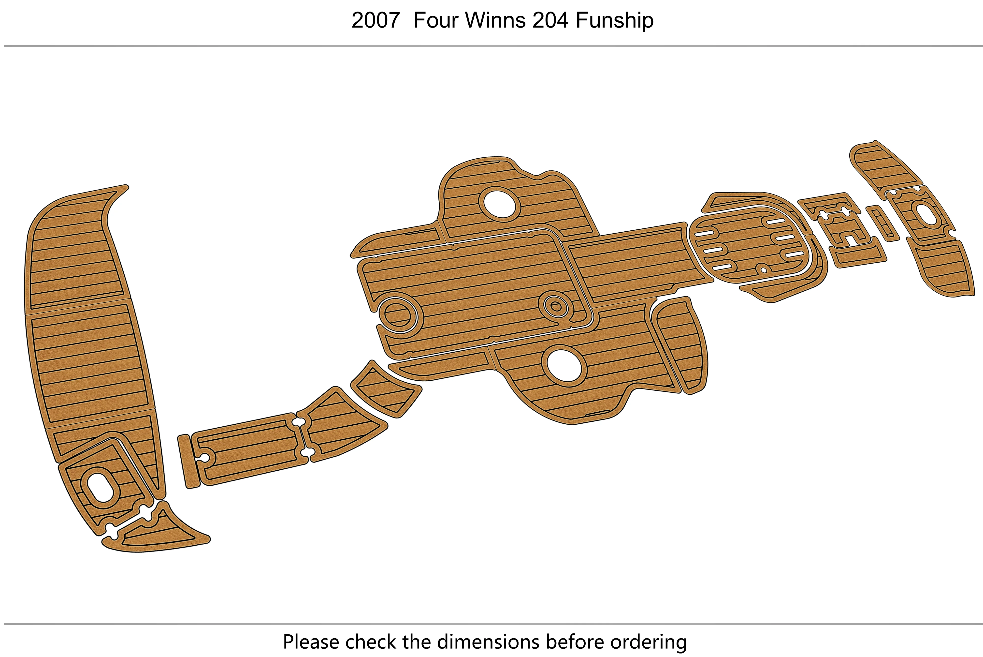 Anti-Skid EVA Faux Teak Self-Adhesive 6mm Boat Decking Pad for 2007 Four Winns 204 Funship Cockpit Durable Marine Flooring