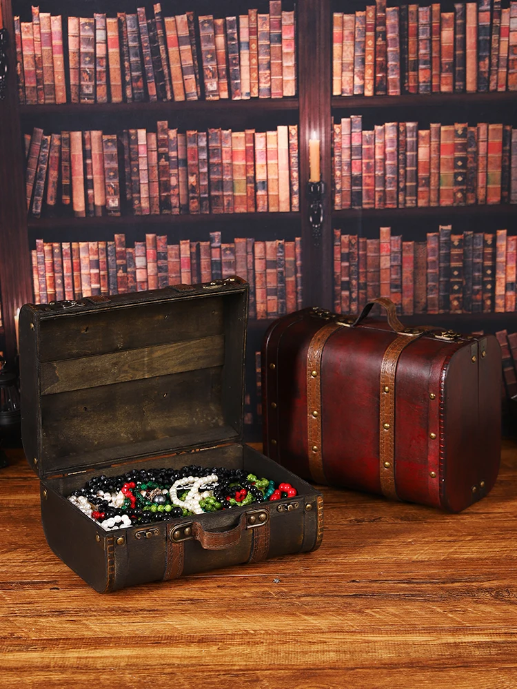 

Винтажный ретро-кейс для хранения, декоративный ящик для старинных предметов, сундук-сокровищница, реквизит для фотосъемки, универсальный контейнер для хранения