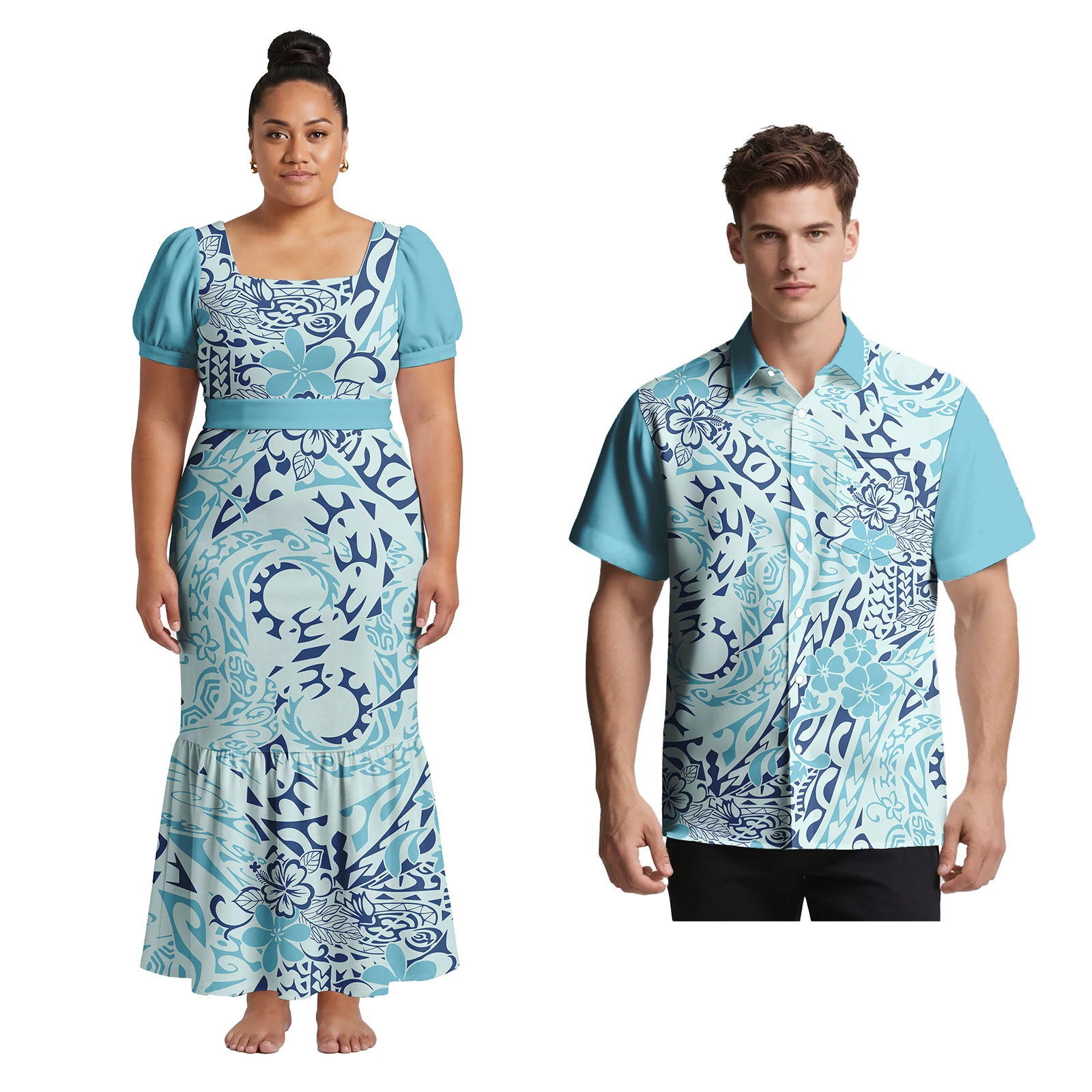New Style Design Women Deep V Neck Off the Shoulder Dress Custom Tonga Polynesian Print Long Maxi Dress Mermaid Prom Dress