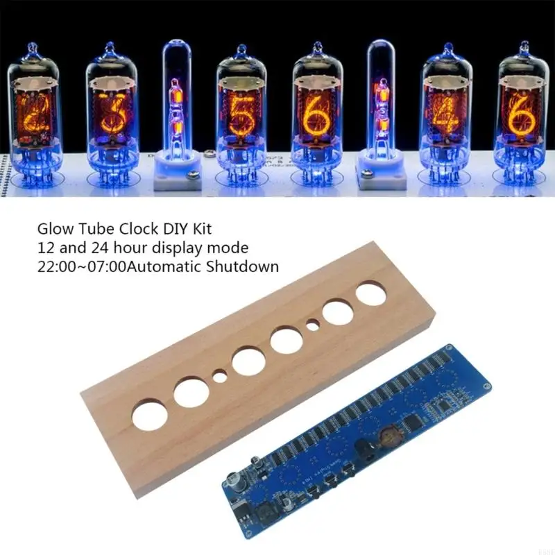 R58F Digital Glow Tube Clock DIY Electrical Parts Set with Shell Light Rings and Circuit Board Crafted from
