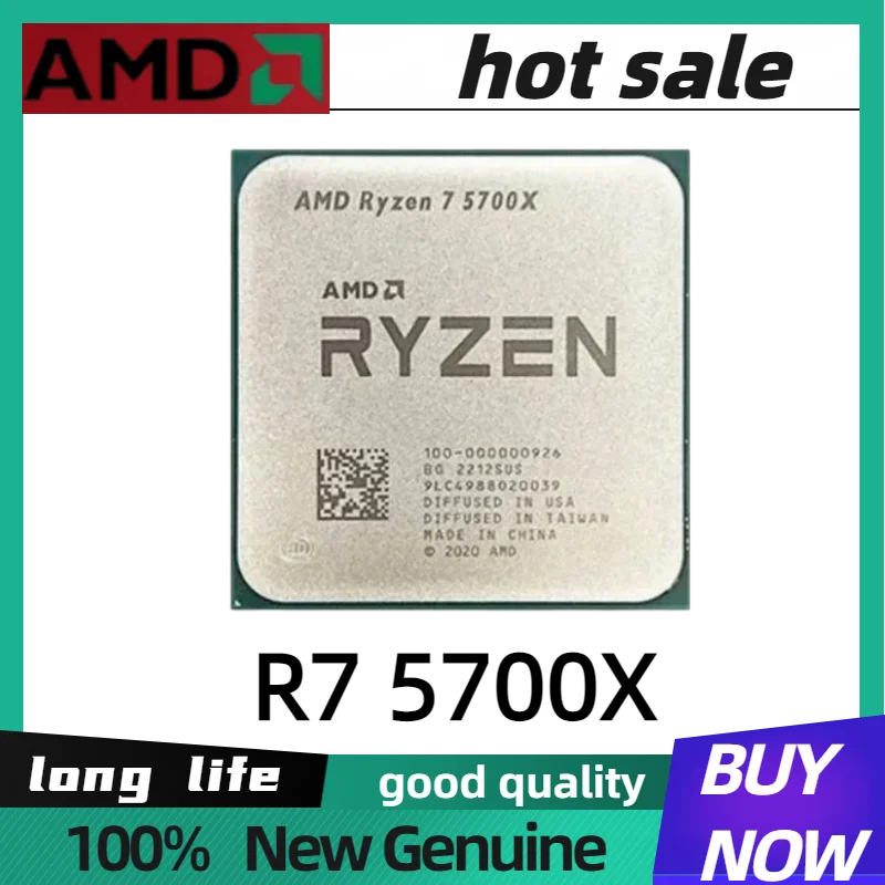 

AMD Ryzen 7 5700X R7 5700X CPU 8-Core 16-Thread Unlocked Desktop Processor 4.6GHz Socket AM4 Gaming CPU