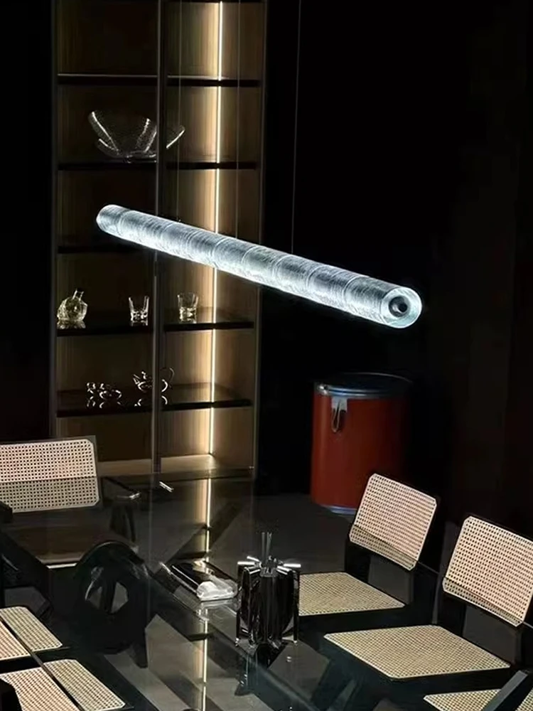 

Icicle Glass Italian Minimalist Lights Hanging Lamp LED Crystal High-end Long Bar Tea Room Table Decor Art Ceiling Chandeliers