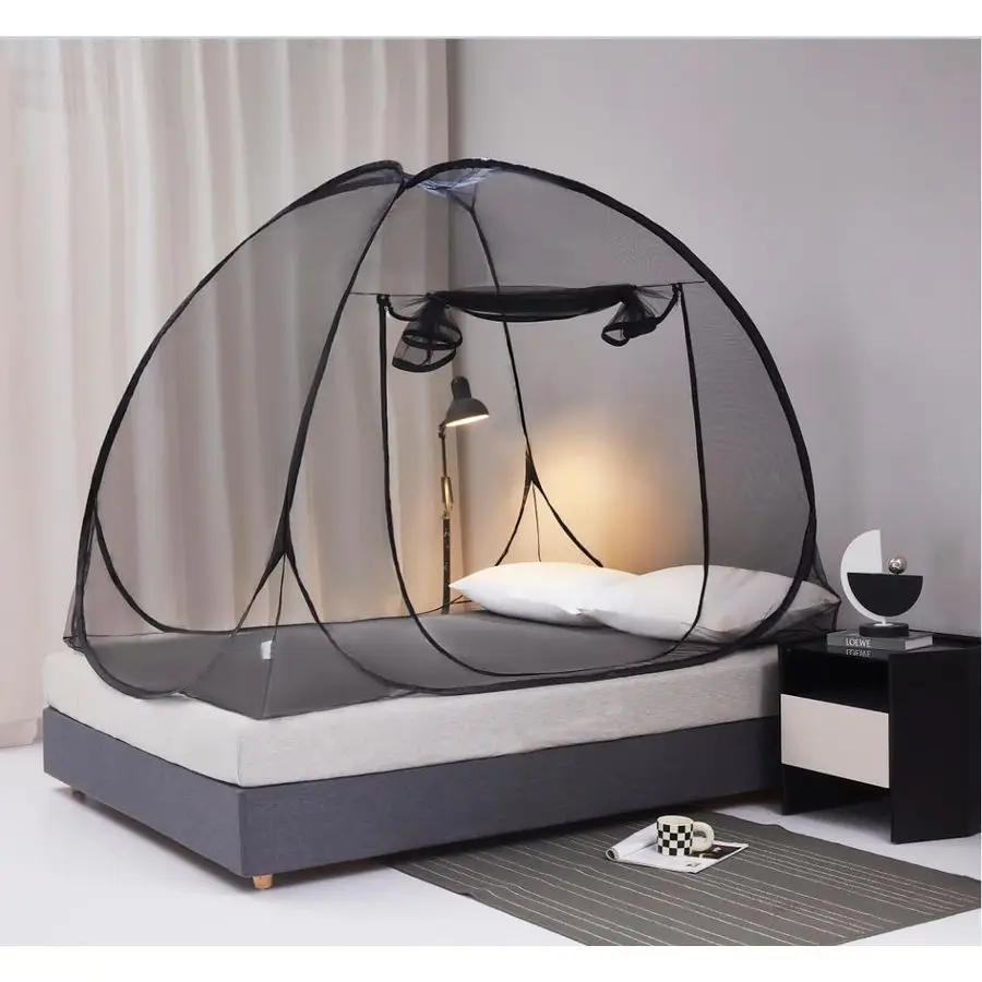 

Портативная складная москитная сетка-палатка для кровати с дном, для младенцев и взрослых, для кемпинга и путешествий, черная, размер Full/Queen