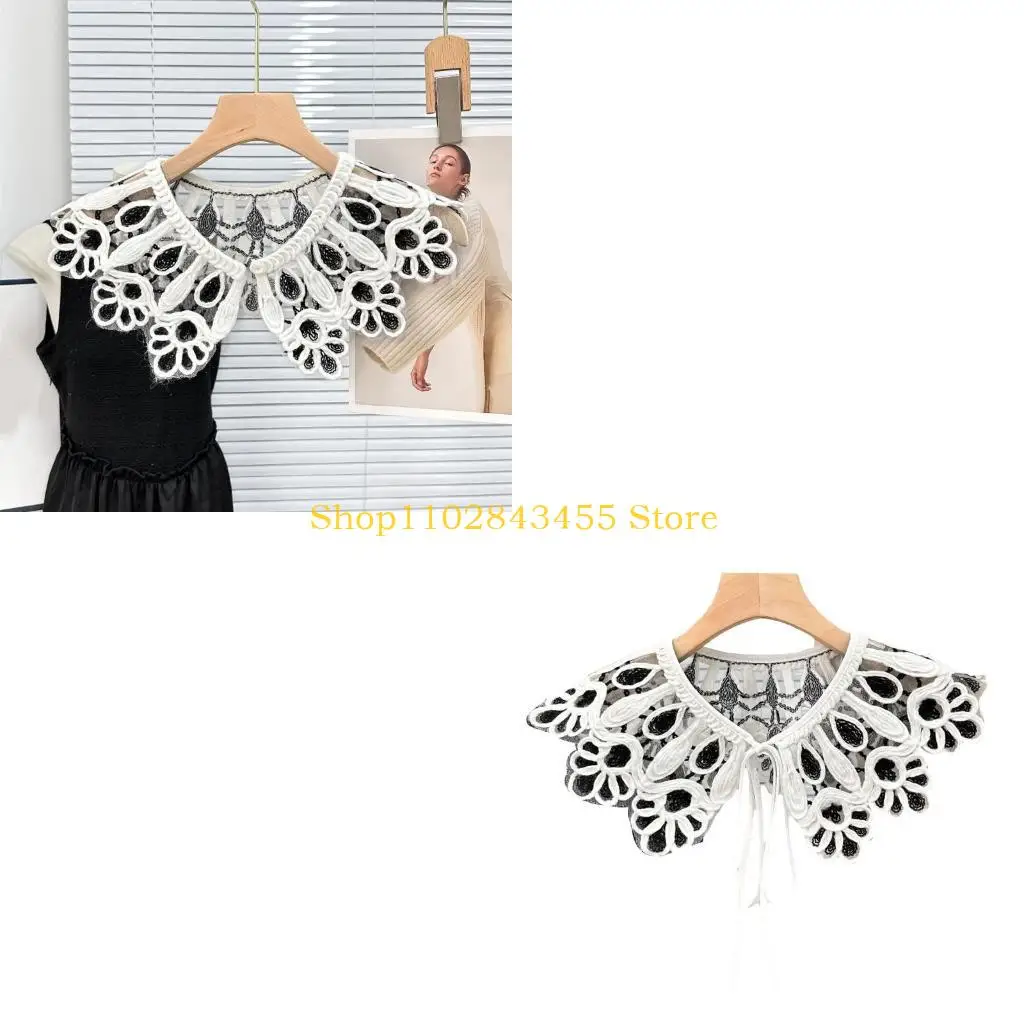 49MC Versatiles Embroidered Collar Light weight New Women's Fashion Beaded Collar