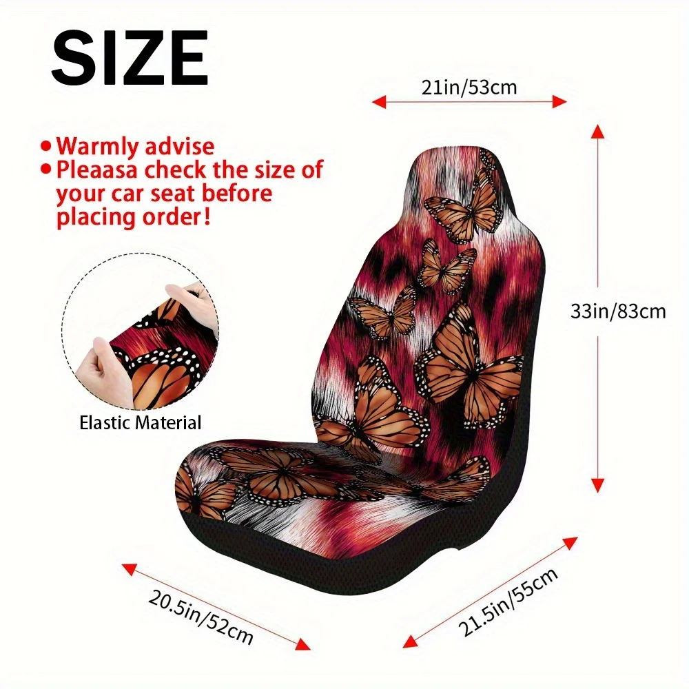 Set Of 2, Stylish Car Seat Covers Featuring Elegant Monarch Butterflies – Complete Set, Universally Compatible With Most Vehicle