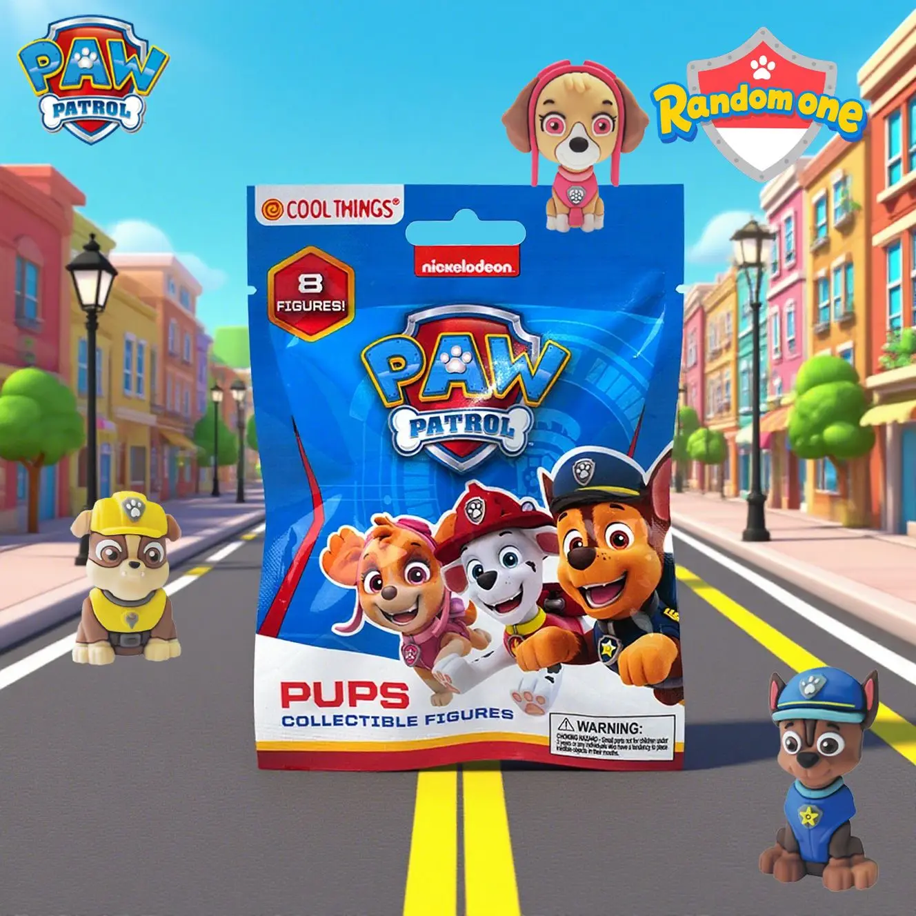 1 unidad de Patrulla Canina, figura 3D con licencia oficial, bolsa sorpresa, muñeco de personaje adorable, un personaje aleatorio, adorno de exhibición para escritorio, coleccionable divertido
