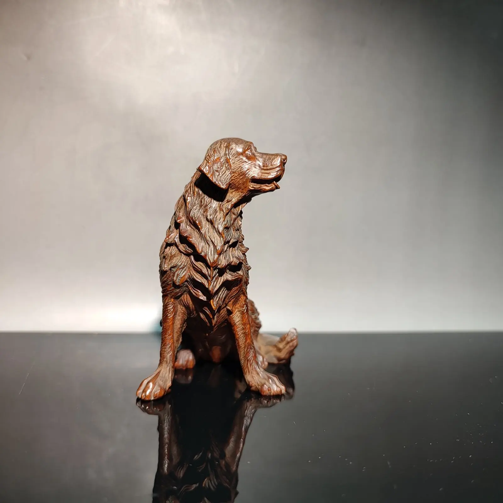 Wood Carving Foo Dog Statue Lovely Home Decor Ornaments Chesapeake Bay Retriever