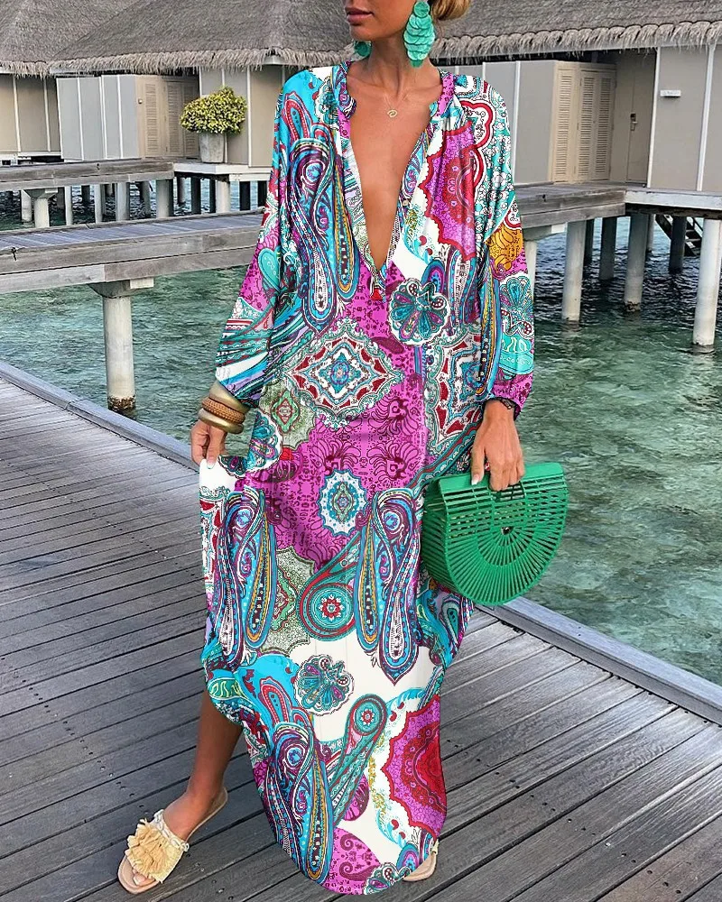 

Summer Long Elegant Robe Dress 2023 Fashion Party Long Sleeve Dresses Women's Casual Sundress Vintage Dresses For Women Clothing