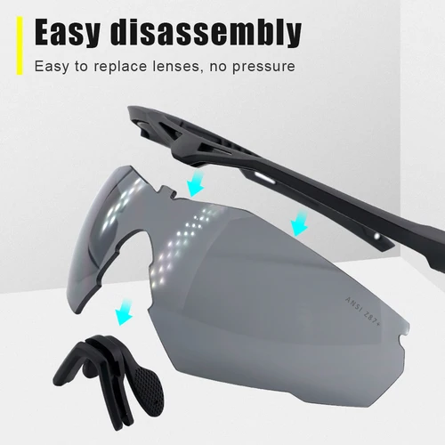 Imagen 2 del producto Nuevo Gafas de tiro tácticas de 3 lentes para deportes al aire libre, gafas militares de seguridad a prueba de viento y polvo