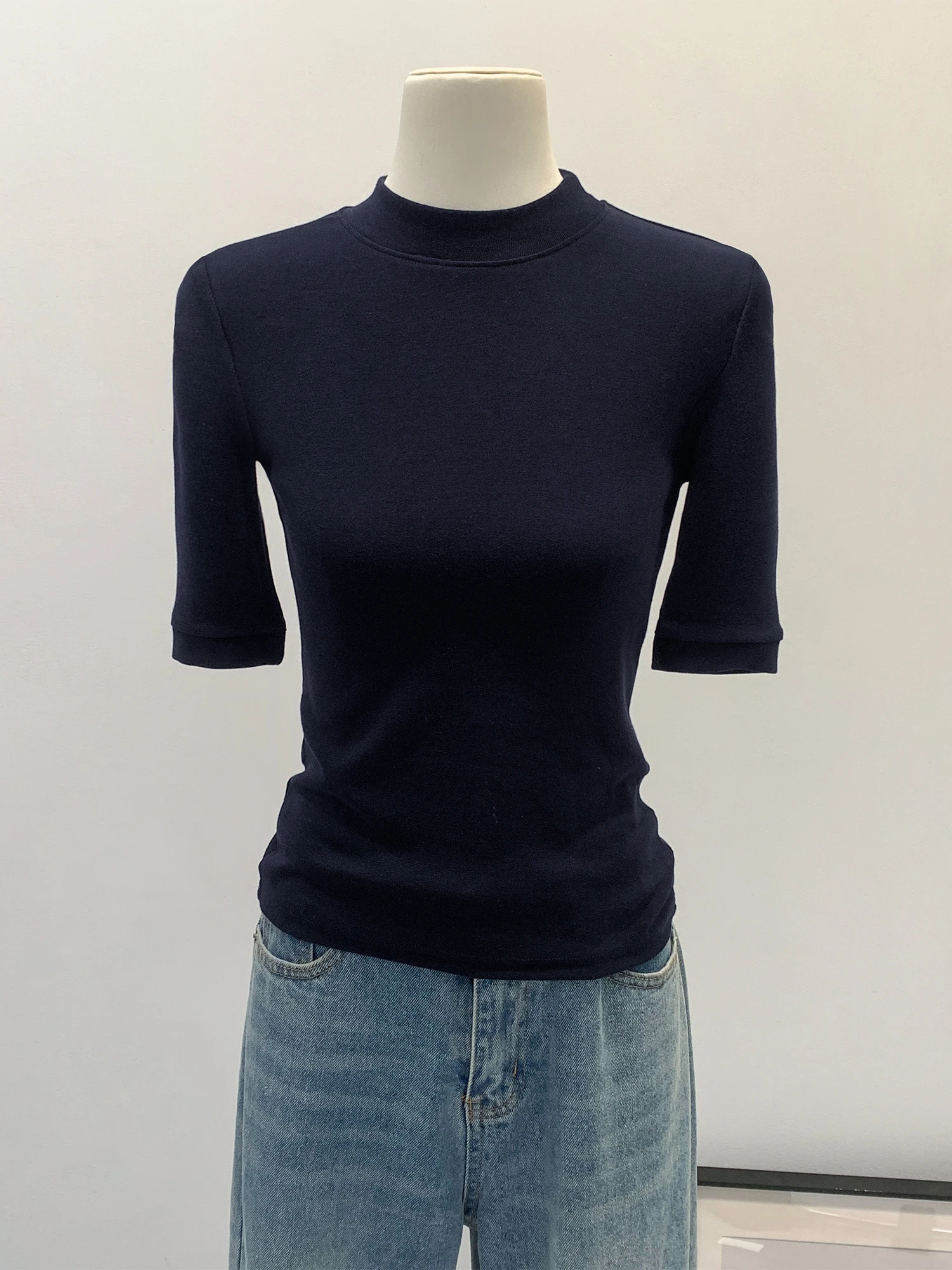 Elegant High Collar Sleeveless T-Shirt Women's Fashion 2026 New Style Light Luxury Shoulder Width Regular Length Pure Color