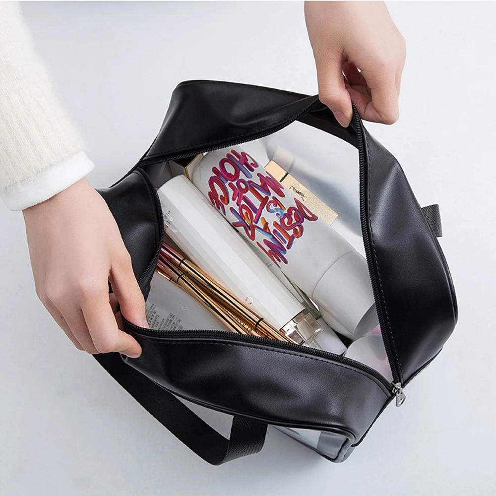 Waterproof Frosted Transparent makeup bag Travel Portable Wet-dry Separation Toiletry Bag Large Capacity Storage Bag Swimming