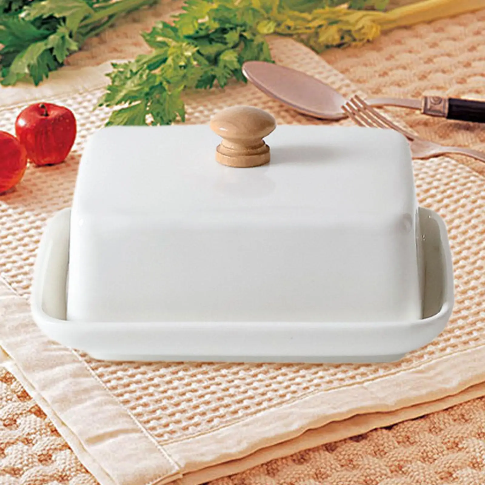 

Ceramic Butter Dish with Airtight Cover Practical Large Capacity Storage Keeper for Cake Shop Countertop Bar Freezer Restaurant