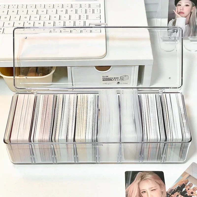 Capacity Storage Stationery Card Collection Photocards School Photo Kawaii Box Organizer Big Transparent