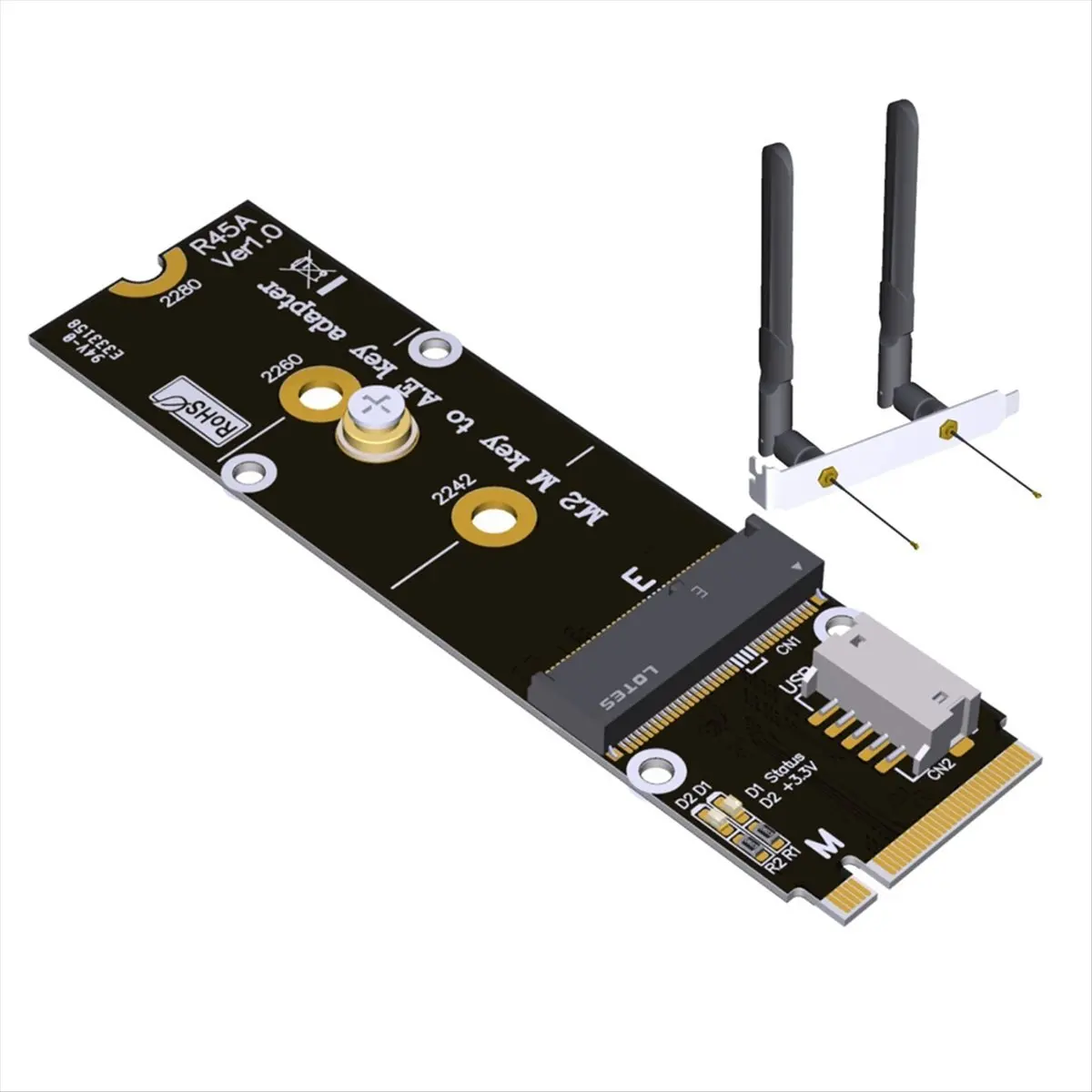Welcome Deal~M.2 NVMe 2280 2260 to WiFi/Bluetooth A/E Key NIC Network Card 2230 M-Key to A/E Key Adapter for AX210 Adapter Card