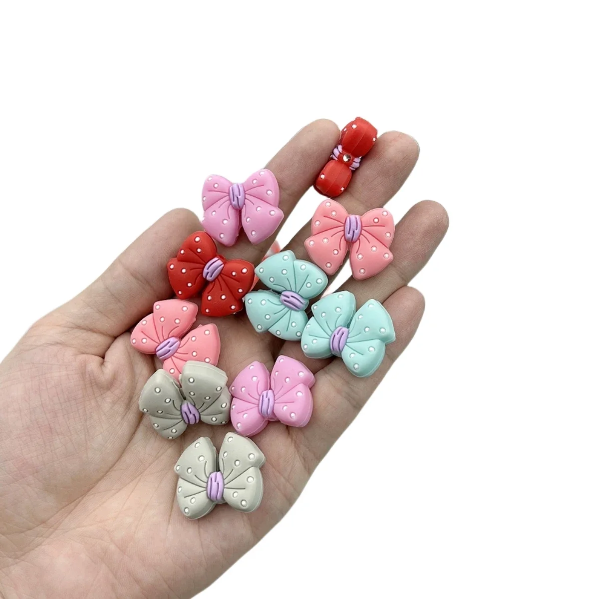 10PC/lot Mixed Bow Flower Silicone Beads Baby DIY Pacifier Chain Necklace Ballpoint Pen Accessories BPA Free Kawaii Toys Gifts