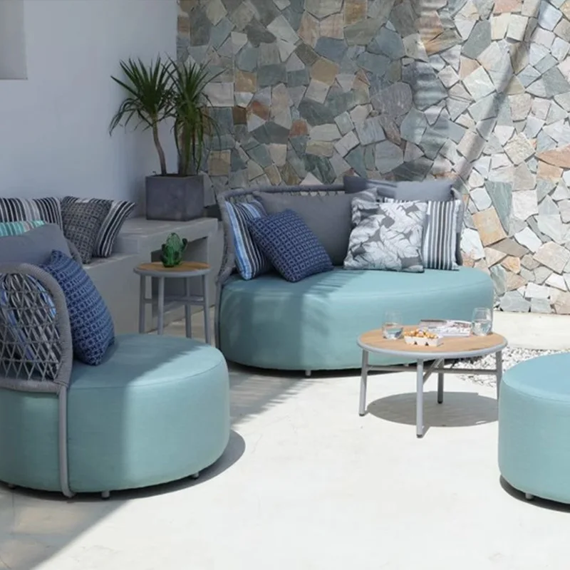 Outdoor sofa rattan villa open-air balcony leisure rattan chair hotel courtyard garden sun protection outdoor furniture