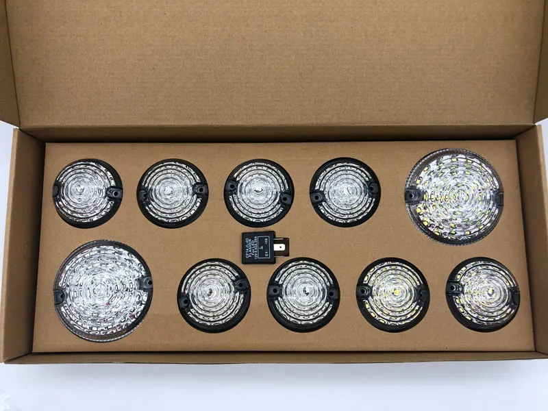 10PCs/Kit For Land Rover Defender light sets Front Rear Reverse Fog Side Lights clear Lens Complete Led Lamp Upgrade Kit