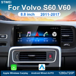 Adatto per Volvo S60 V60 8.8 pollici 2011-2017 autoradio lettore Video multimediale Android 12 navigazione GPS DSP Carplay 4G Wi Fi