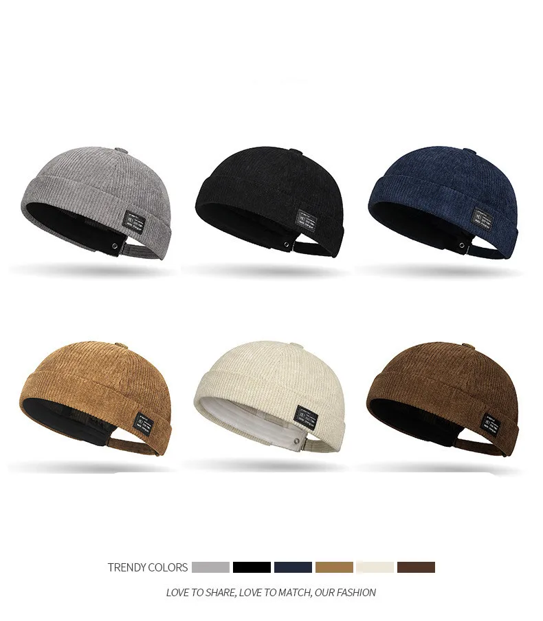 Autumn and Winter Corduroy Brimless Casual Hat, Personalized