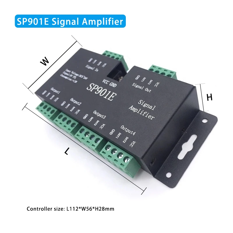 SP901E SPI Signal Amplifier for WS2811 WS2812B WS2813 Pixel RGB LED Strips Signal Repeater Addressable Dream Color Tape DC5-24V