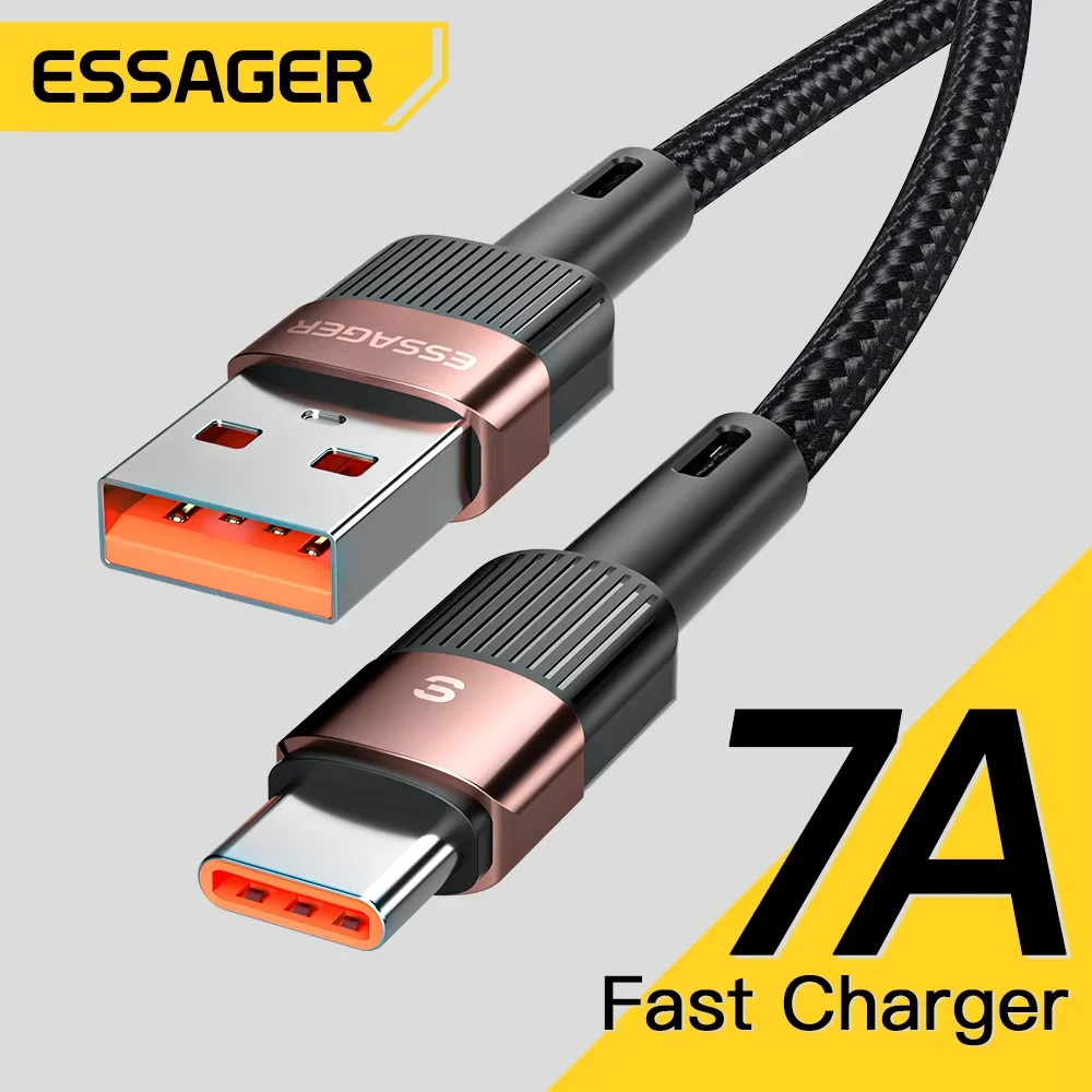 Essager 7A USB Type C Cable For Realme Huawei P30 Pro Fast Charging Cable USB Data Cord Wire For Samsung Realme Oneplus Poco F3