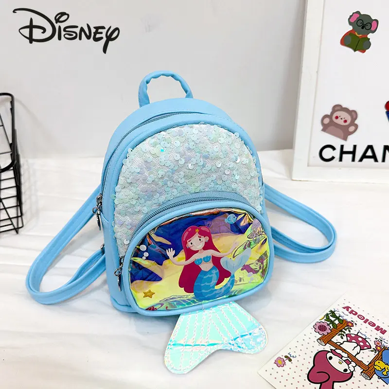 Disney Mermaid Children's Backpack Fashion High Quality Girls' Backpack Cartoon Versatile Multifunctional Student Backpack