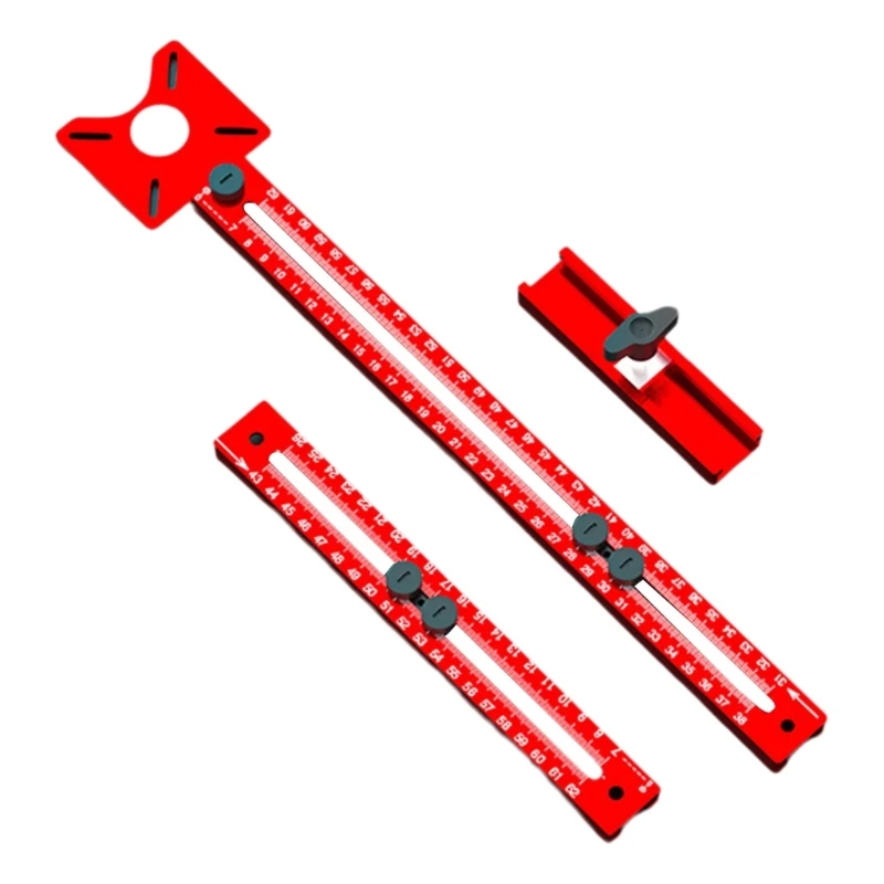 Soporte de ranuras para fresado enrutador, plantillas de perforación de agujeros para cajones, Base de máquina de recorte de aluminio, localizadores de ranuras circulares
